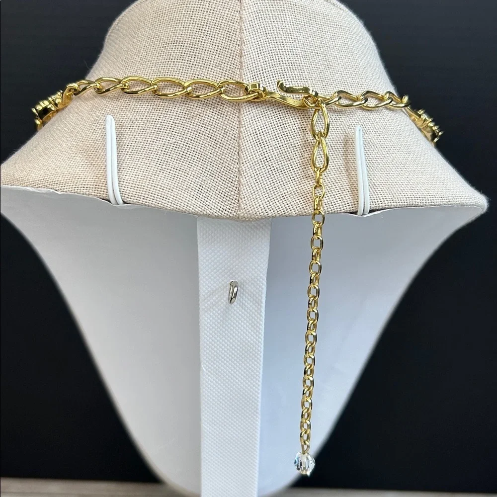 Elegant Swarovski Gold Crystal Collar Necklace